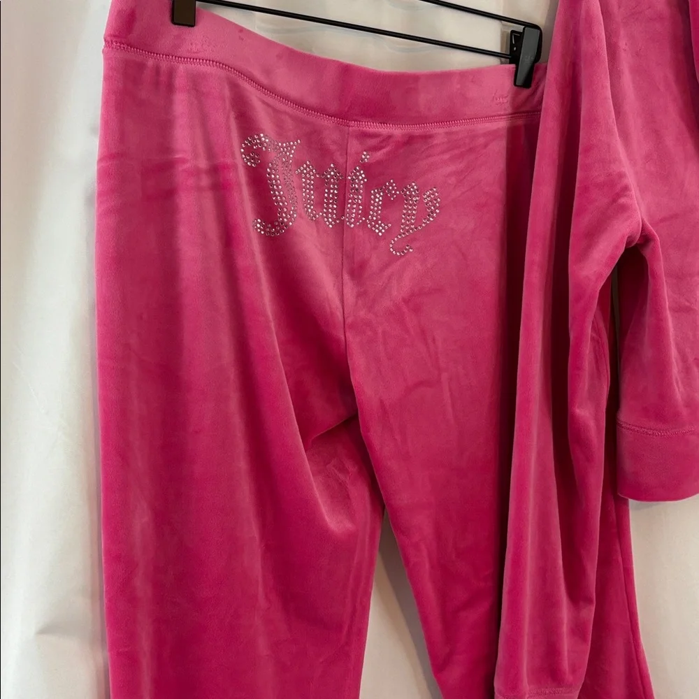 NWT Juicy Couture Blingy Hot Pink/Silver Velour Hoodie Track Set… - Picture 3 of 7